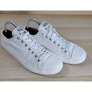 Nothing New Womens Size 9.5 Sneakers All White Low Top Casual Lace Up Shoes